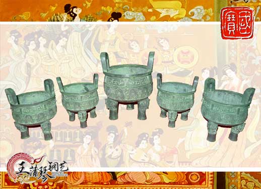 銅鼎，銅五鼎，中國(guó)鼎，佛像用鼎